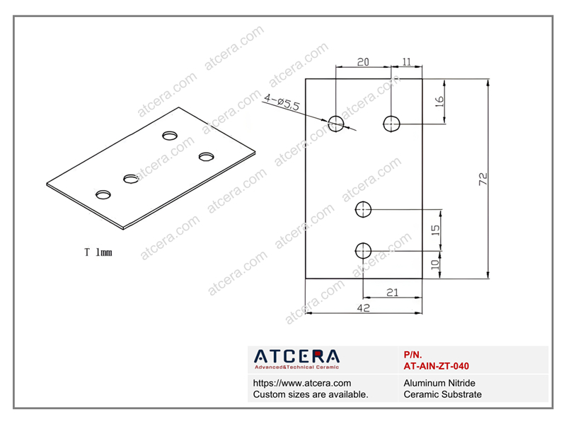 Drawing of AlN Substrate AT-AIN-ZT-040