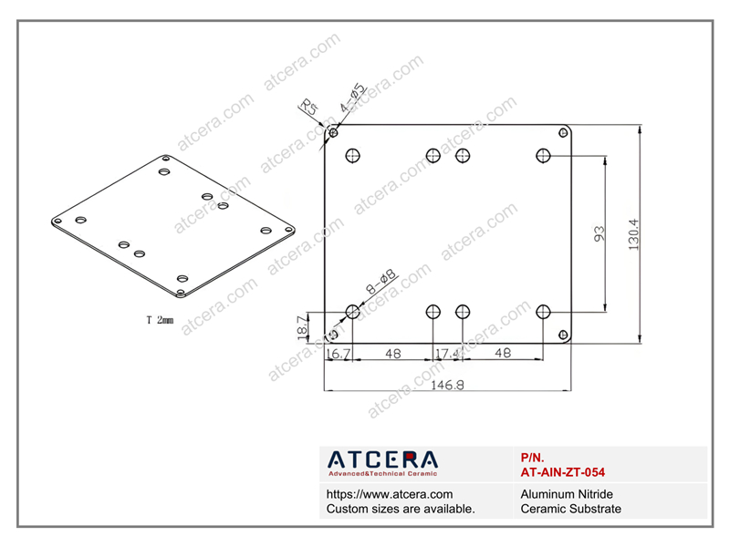 Drawing of AlN Substrate AT-AIN-ZT-054