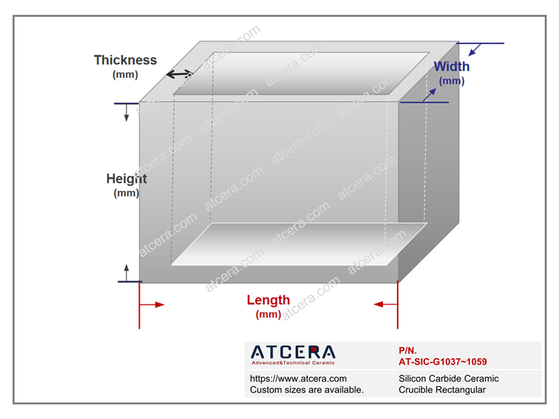 drawing of Silicon Carbide Ceramic Crucib Rectangular